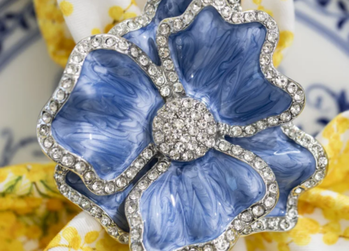 3D Flower Napkin Ring in Ocean Blue Set of 4