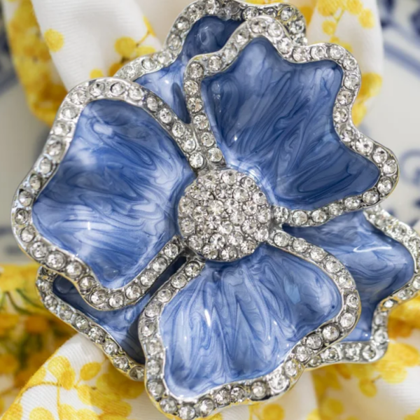 3D Flower Napkin Ring in Ocean Blue Set of 4