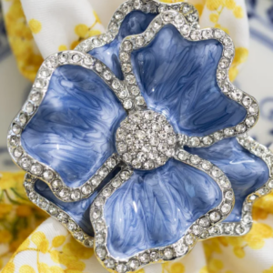 3D Flower Napkin Ring in Ocean Blue Set of 4